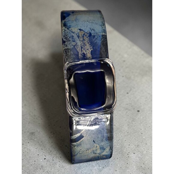 Charlie Meaker MCM Art Glass Large Blue Azurene Vase - Picture 9 of 10